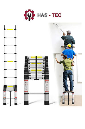 HAS-TEC 13 Basamaklı Düz Uzayan Teleskopik Merdiven 3,8 m