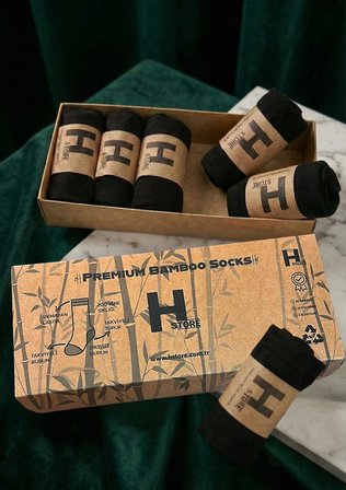 Erkek Premium Doğal Bambu Çorap 6’lı Set - %80 Gerçek Bambu İpliği, Dikişsiz, Nefes Alan, Kutulu Koleksiyon
