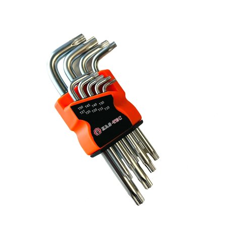 9 Parça Yıldız Alyan Anahtar Seti | Parlak Nikel Kaplama, Profesyonel Torx Anahtarlar, Alyan Set