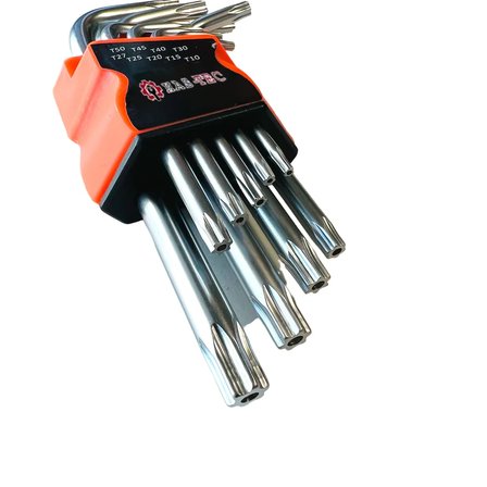 9 Parça Yıldız Alyan Anahtar Seti | Parlak Nikel Kaplama, Profesyonel Torx Anahtarlar, Alyan Set