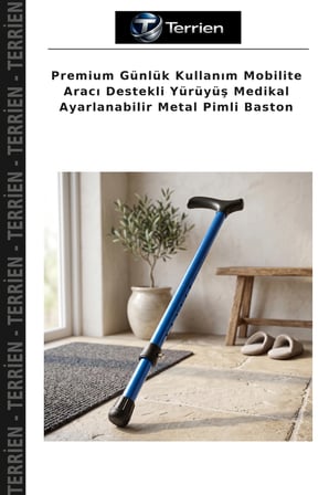 Premium Günlük Kullanım Mobilite Aracı Destekli Yürüyüş Medikal Ayarlanabilir Metal Pimli Baston