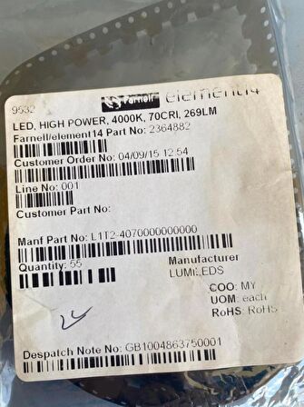 Lumileds L1T2-4070000000000 Yüksek Güçlü Led 4000K 55 Adet