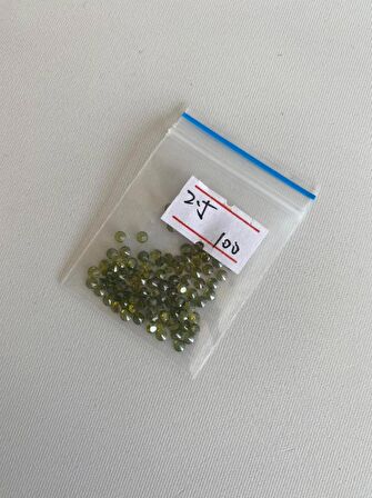 Yuvarlak Kesim Sentetik Taş 2,5mm 100 Adet Zeytin Yeşili