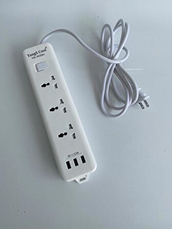 YangS Cool YS-1K33U Akım Korumalı 3 Usb 'li Grup Priz 2 Metre