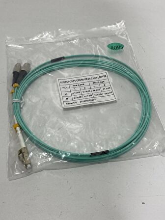 LC - FC Fiber Optik Patch Kablo 2mm 3 Metre (LC/UPC-FC/UPC-OM3-50/125-DX-2.0MM-LSZH-3M)