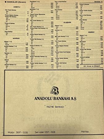 Manisa 1987 Meslek Reklam İlanı Efemera S-15