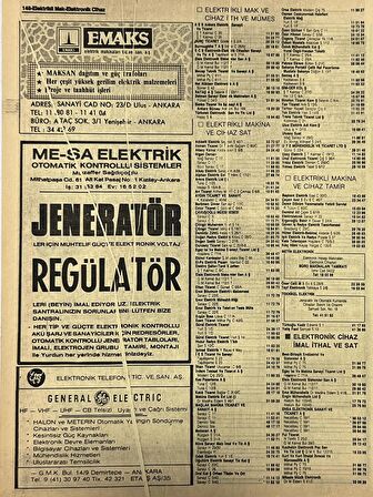 Ankara 1986 Meslek Reklam İlanı Efemera S147