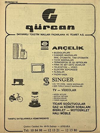 Ankara 1986 Meslek Reklam İlanı Efemera S425