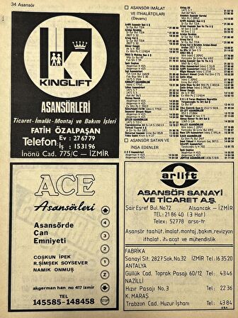 İzmir 1982-1983 Meslek Reklam İlanı Efemera S33