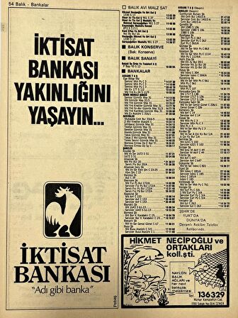 İzmir 1982-1983 Meslek Reklam İlanı Efemera S53