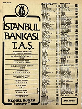 İzmir 1982-1983 Meslek Reklam İlanı Efemera S55