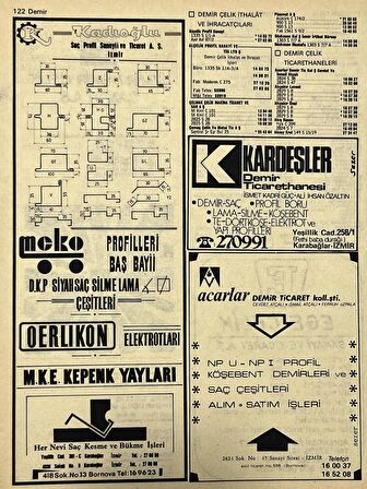 İzmir 1982-1983 Meslek Reklam İlanı Efemera S121