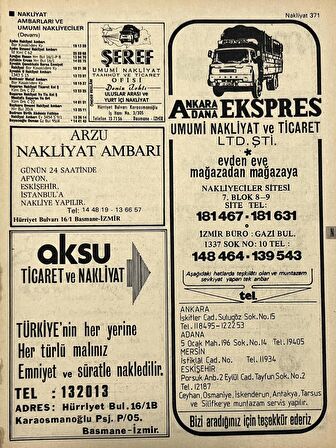 İzmir 1982-1983 Meslek Reklam İlanı Efemera S371