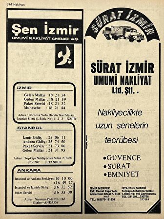 İzmir 1982-1983 Meslek Reklam İlanı Efemera S373