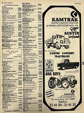 İzmir 1982-1983 Meslek Reklam İlanı Efemera S403