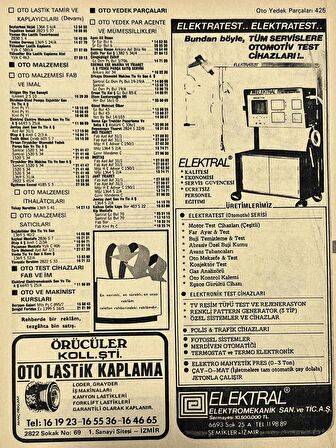 İzmir 1982-1983 Meslek Reklam İlanı Efemera S425