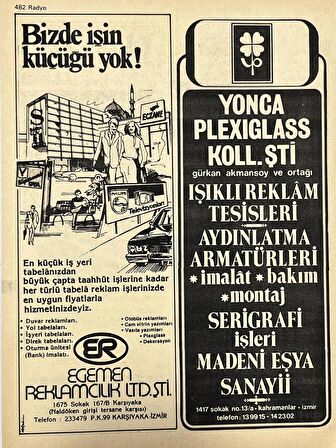 İzmir 1982-1983 Meslek Reklam İlanı Efemera S481