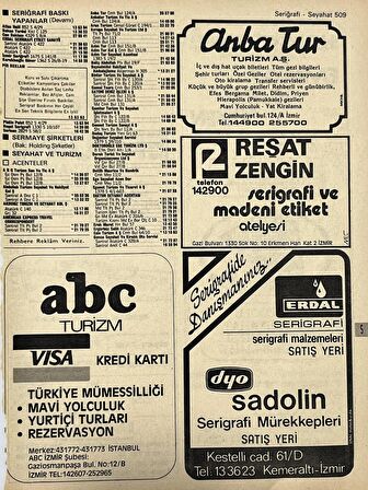 İzmir 1982-1983 Meslek Reklam İlanı Efemera S509