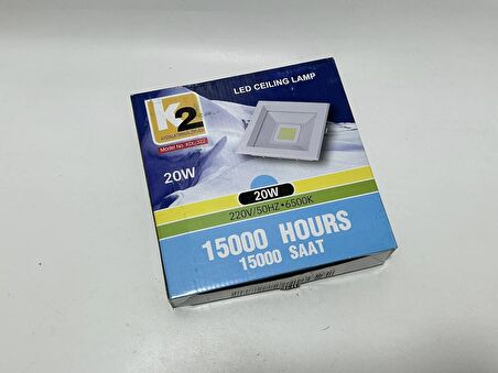 Global K2 KDL-322 Cob Ledli Kare Tavan Lambası 20W 6500K