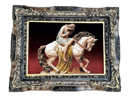 Lady Godiva Halı Tablo 94x75cm - İran Tebriz Halı Kilim Tablo