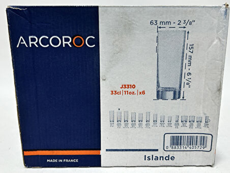 Arcoroc Islande Hiball Meşrubat Kokteyl Bardağı 33cl (6 Adet)