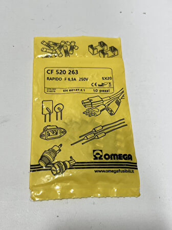 Omega CF520263 Cam Sigorta 6,3A 250V 5x20mm (10 Adet