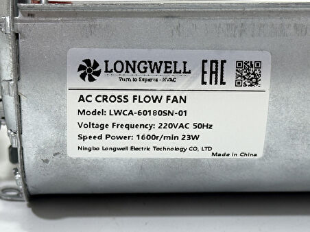 Longwell Çapraz Akışlı Tanjansiyel Fan 18cm LWCA-60180SN-01