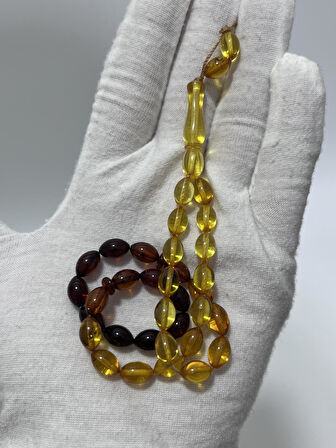 Doğal Kaya Damla Kehribar Tesbih 8,5x6mm 7,12 Gram