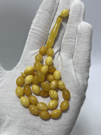Doğal Kaya Damla Kehribar Tesbih 33lük 12,23 Gram