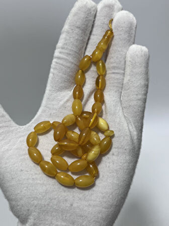 Doğal Kaya Damla Kehribar Tesbih 33lük 11,59 Gram
