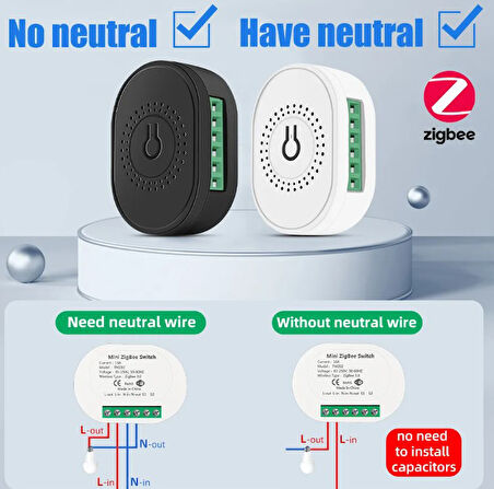 ZigBee Tuya 2 Yollu Mini Akıllı Anahtar 16A TMZ02