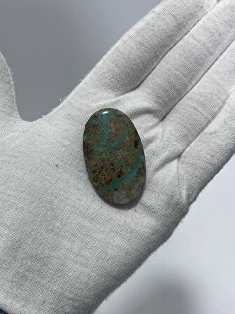 Okyanus Temalı Doğal Kabaşon Firuze Taşı 80,6 Karat - Turkuaz Taşı 16,15 Gram