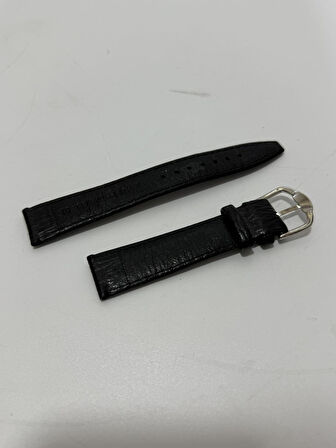 Dikişli Deri Saat Kordonu Siyah 18mm