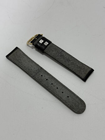 Siyah Renk Dikişli Deri Saat Kordonu Siyah 18mm