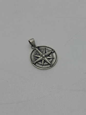 Pusula Motifli 925 Ayar Gümüş Kolye Ucu 9,75 Gram