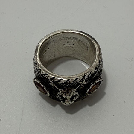 Gucci Kaplan Motifli 925 Ayar Gümüş Yüzük 16,9 Gram
