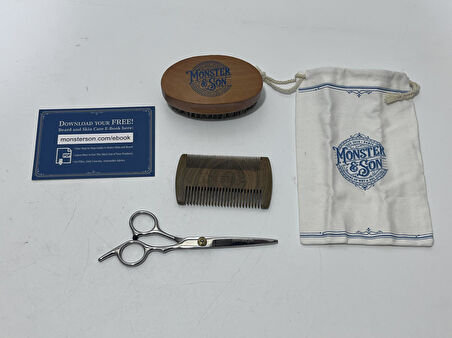 Monster&Son Premium Sakal Fırça Tarak Makas Seti