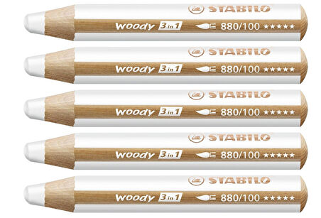 Stabilo Woody 3 in 1 880/100 Beyaz Boya Kalemi 5li Paket
