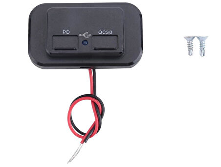 Type-C USB 2 Portlu Araç Şarj Soketi Adaptörü 12V-24V 