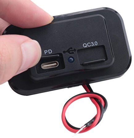 Type-C USB 2 Portlu Araç Şarj Soketi Adaptörü 12V-24V 