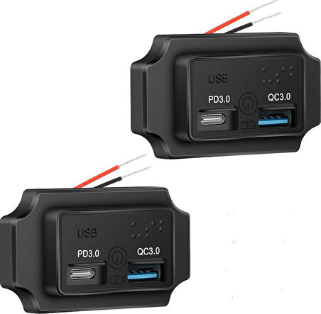 Type-C USB 2 Portlu Araç Şarj Soketi Adaptörü 12V-24V (Model 2)