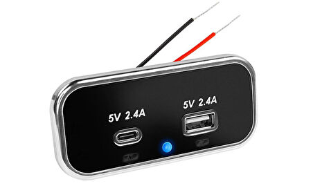 Type-C USB 2 Portlu Araç Şarj Soketi Adaptörü 12V-24V (Model 3)
