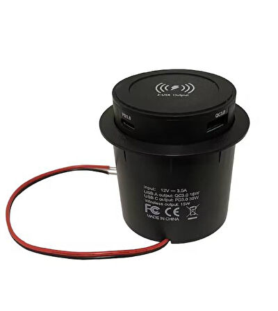 W-0101 Kablosuz Type-C USB Portlu Araç Şarj Soketi Adaptörü 12V-24V 