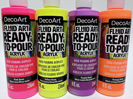 Decoart DecoArt Fluid Art Ready-To-Pour Neon Akrilik Boya Seti 8oz 4 Adet
