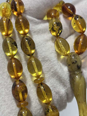 Doğal Kaya Damla Kehribar Tesbih 33lük 24,82 Gram