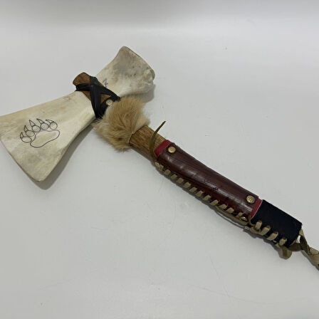 El Yapımı Kızılderili Doğal Kemik Balta 45cm (Model 7)