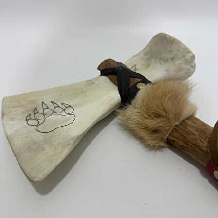 El Yapımı Kızılderili Doğal Kemik Balta 45cm (Model 7)