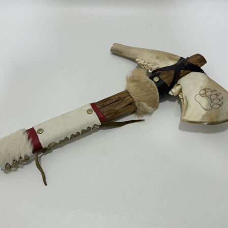 El Yapımı Kızılderili Doğal Kemik Balta 45cm (Model 5)