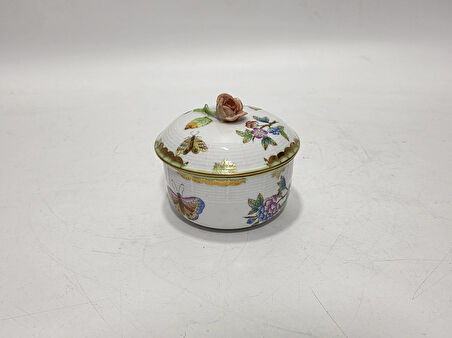 Herend 662 Kraliçe Victoria VBO El Boyama Porselen Şekerlik