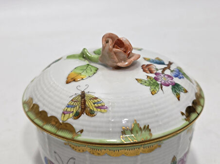 Herend 662 Kraliçe Victoria VBO El Boyama Porselen Şekerlik